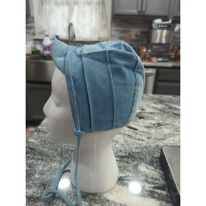 Vintage Baby Blue  Corduroy Cap/Hat Bonnet